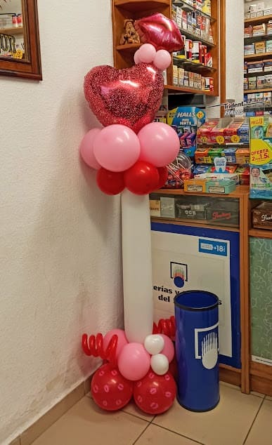 decoración personalizada columna loteria estanco corazon