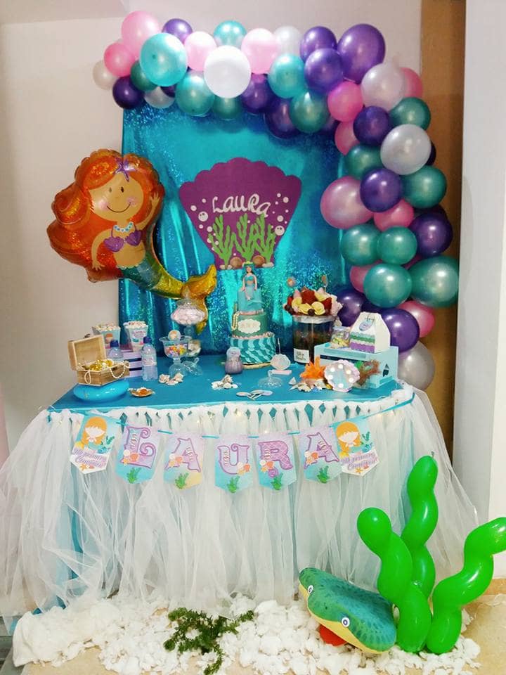 decoración personalizada cumpleaños sirena sirenita