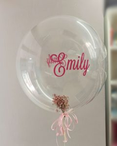 Globo burbuja transparente con helio y nombre personalizado